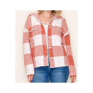 NEW STACCATO plaid sweater jacket in rust